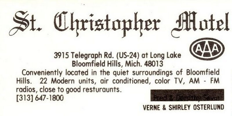 St. Cristopher Motel - Vintage Postcard